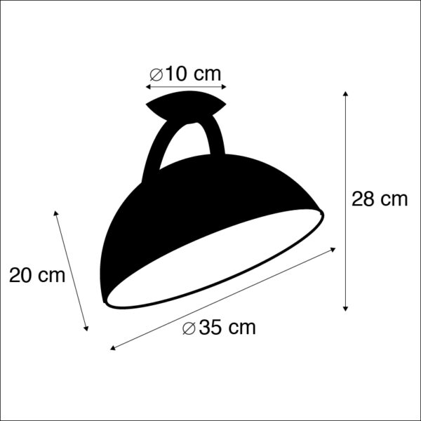 Industriële plafondlamp zwart met goud kantelbaar - Magna - Afbeelding 3