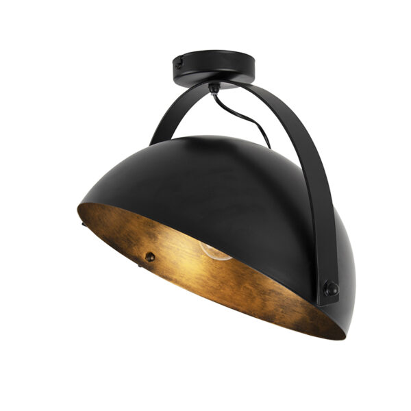 plafondlampen plafondlamp zwart met goud kantelbaar Magna Staal Zwart De is van onze favorieten. Hij past perfect in een stoer en industrieel interieur. Deze