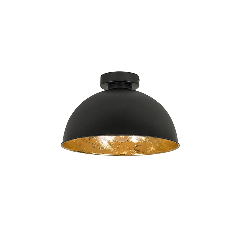 plafondlampen plafondlamp zwart met goud 30 cm Magna Basic Staal Zwart De is van onze favorieten. Hij past perfect in een stoer en industrieel interieur. Een