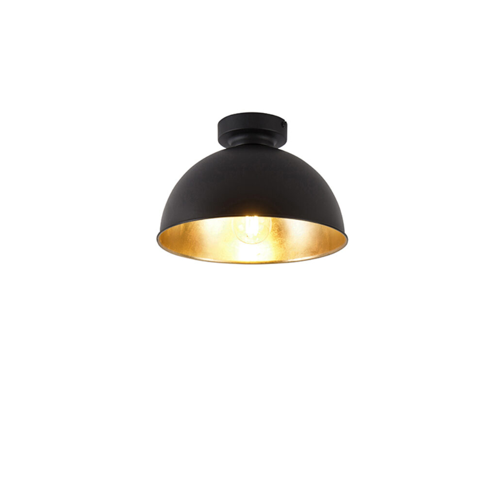 plafondlampen plafondlamp zwart met goud 28 cm Magnax Staal Zwart De is een echte eyecatcher in Deze lamp gemaakt van staal. Hij aan de buitenzijde en