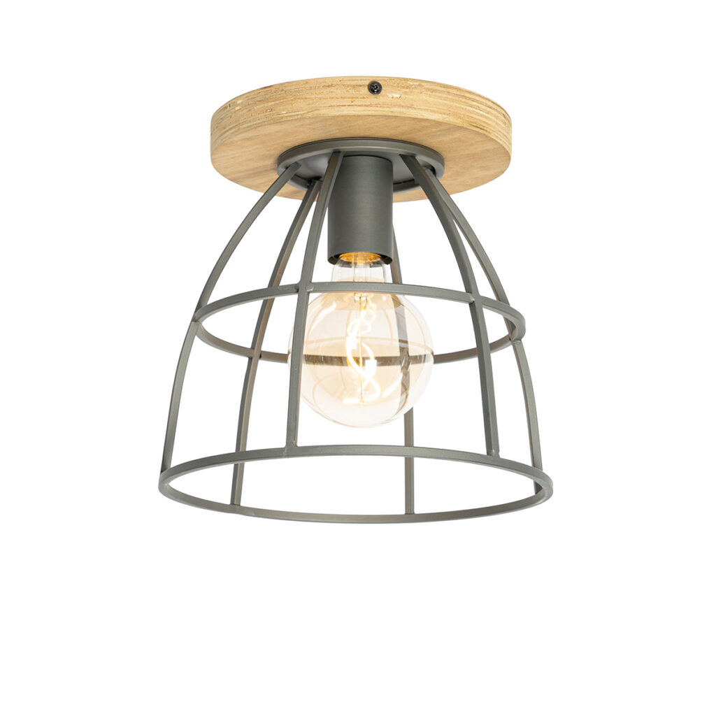 plafondlampen plafondlamp zwart met hout Arthur HoutStaal Bruin Maak jouw interieur af Deze is afgewerkt in het bruin en gemaakt van staal. In een industrieel