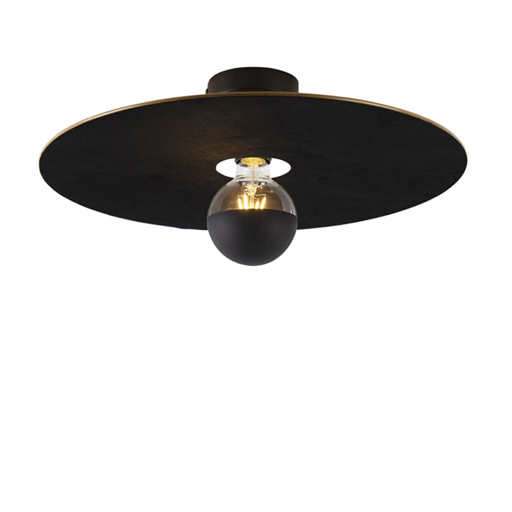 plafondlampen Plafondlamp zwart platte kap 45 cm Combi StaalStof Zwart Onze is klaar om je interieur op te Deze plafondlamp erg uniek dankzij de hij geeft een
