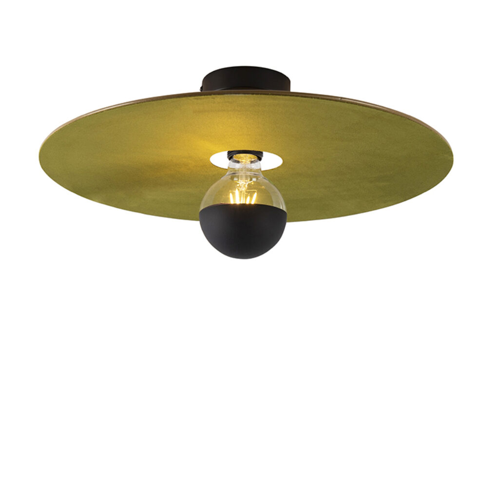 plafondlampen Plafondlamp zwart platte kap groen 45 cm Combi StaalStof Groen Onze is klaar om je interieur op te Deze plafondlamp erg uniek dankzij de lampenkap