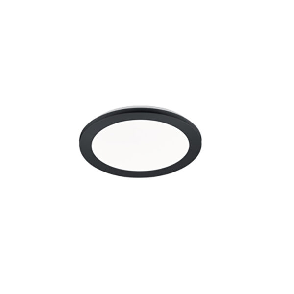 plafondlampen rond zwart 26 cm incl. LED 3 staps dimbaar IP44 Lope Aluminium Zwart Prachtig subtiele Lope. De zwarte afwerking geeft deze lamp een stoere