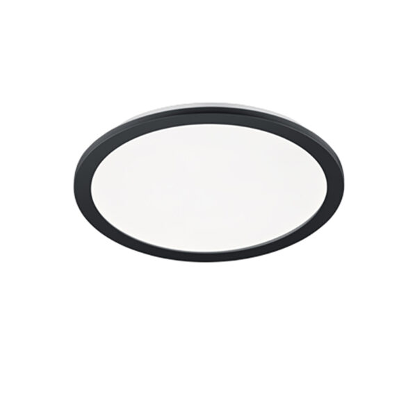 plafondlampen rond zwart 40 cm incl. LED 3 staps dimbaar IP44 Lope KunststofStaal Zwart Prachtig subtiele Lope. De zwarte afwerking geeft deze lamp een stoere