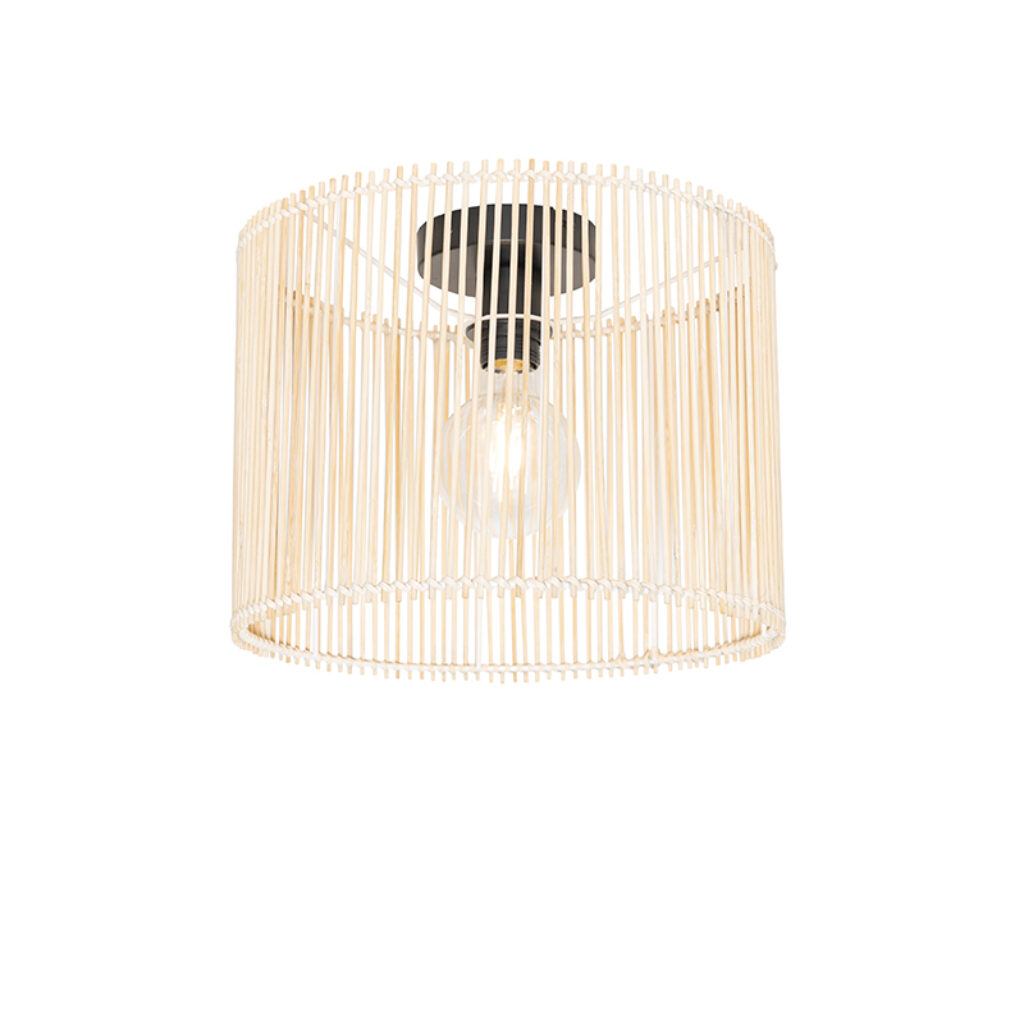 plafondlampen Scandinavische plafondlamp bamboe Natasja BamboeStaal Naturel Haal natuurlijke materialen in huis met deze plafondlamp. Door te combineren staal