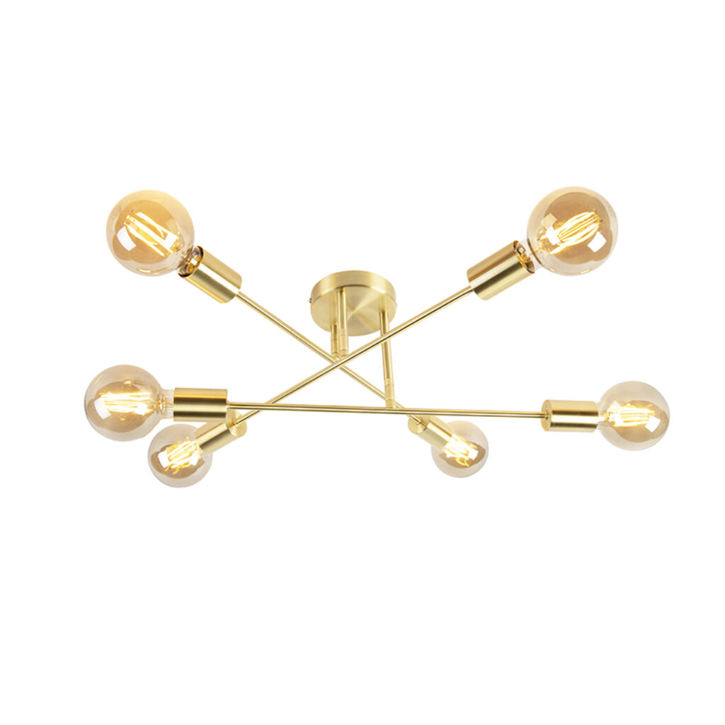 plafondlampen Smart Art Deco plafondlamp goud incl. 6 WiFi G95 Sydney Bondi Staal Wauw wat een toffe lamp is Bondi. Deze weet direct de aandacht te trekken in