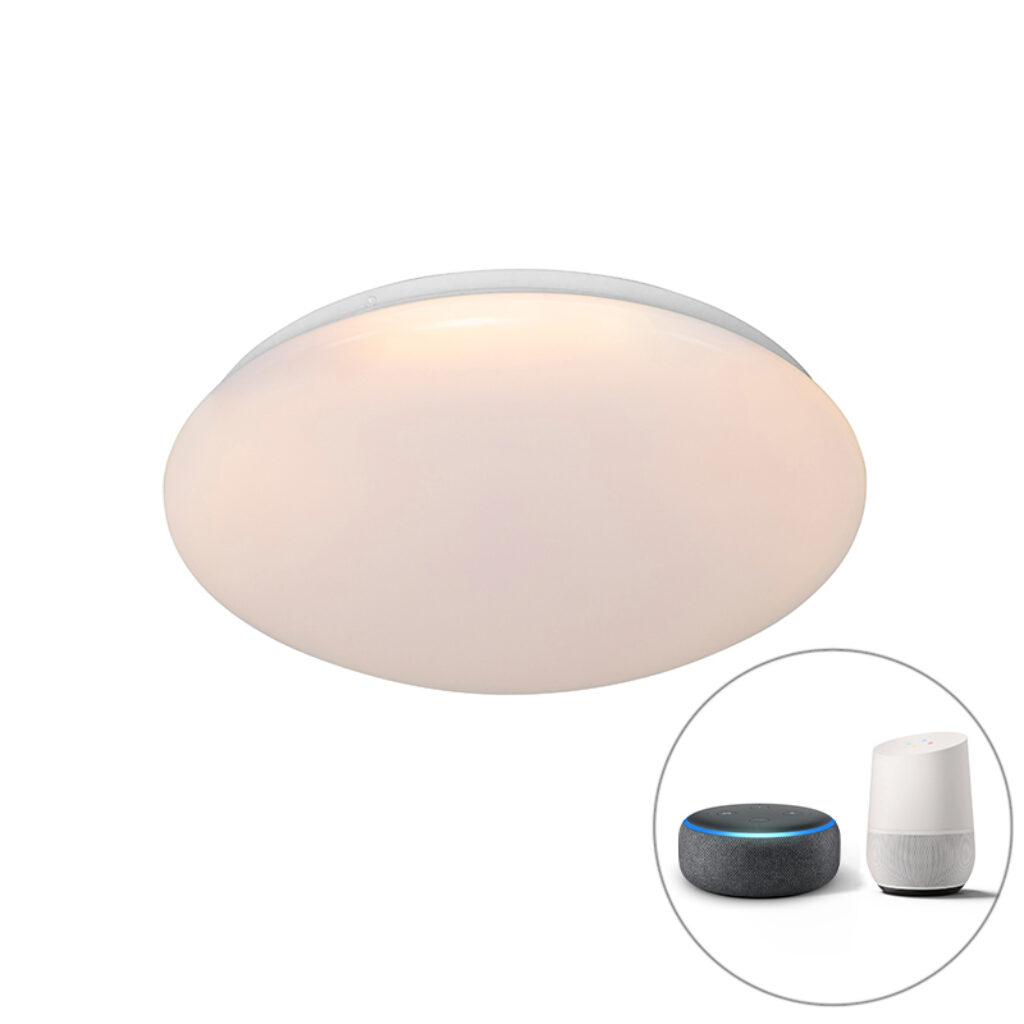 plafondlampen Smart moderne plafondlamp wit 38 cm incl. LED en RGB Iene Kunststof Wit Met zit je zeker Het tijdloze design zorgt ervoor dat hij altijd in iedere