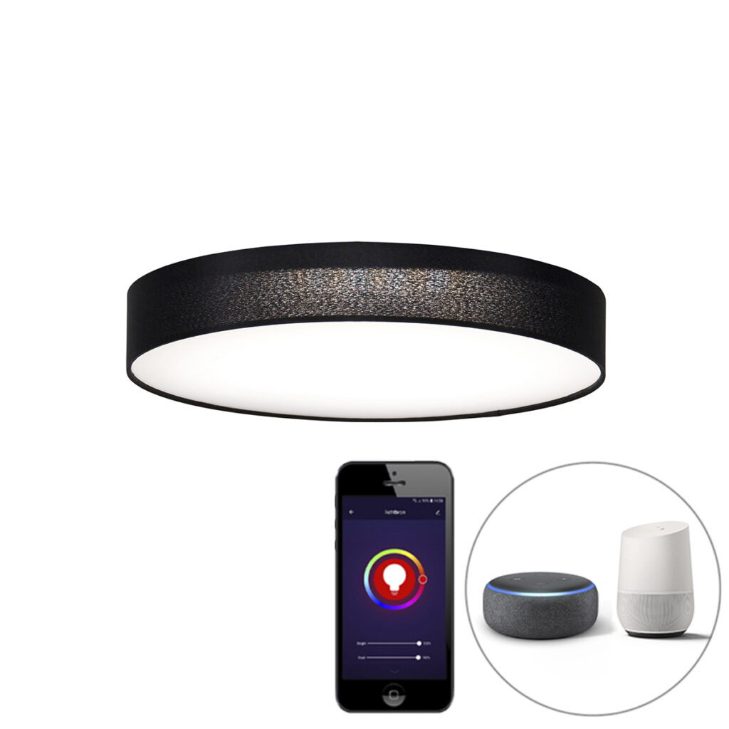 plafondlampen Smart plafondlamp zwart 40 cm incl. LED RGB Taiko StaalStofKunststof Zwart