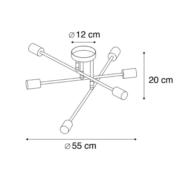 Smart plafondlamp zwart met goud 6-lichts incl. Wifi G95 - Sydney Bondi - Afbeelding 3
