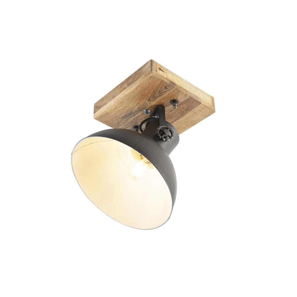 plafondlampen spot donkergrijs met mango hout 30 cm Mangoes StaalHout Donkergrijs Een nostalgisch design in een nieuw De zwarte kleur het en de afwerking geeft