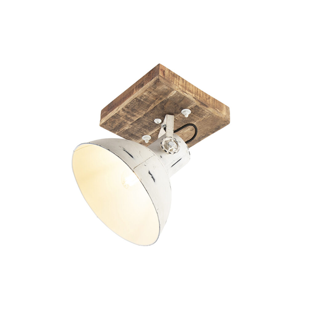 plafondlampen spot wit met mango hout 30 cm Mangoes StaalHout Wit De is een echte eyecatcher in huis. Je maakt je stoere of Art Deco interieur compleet. witte
