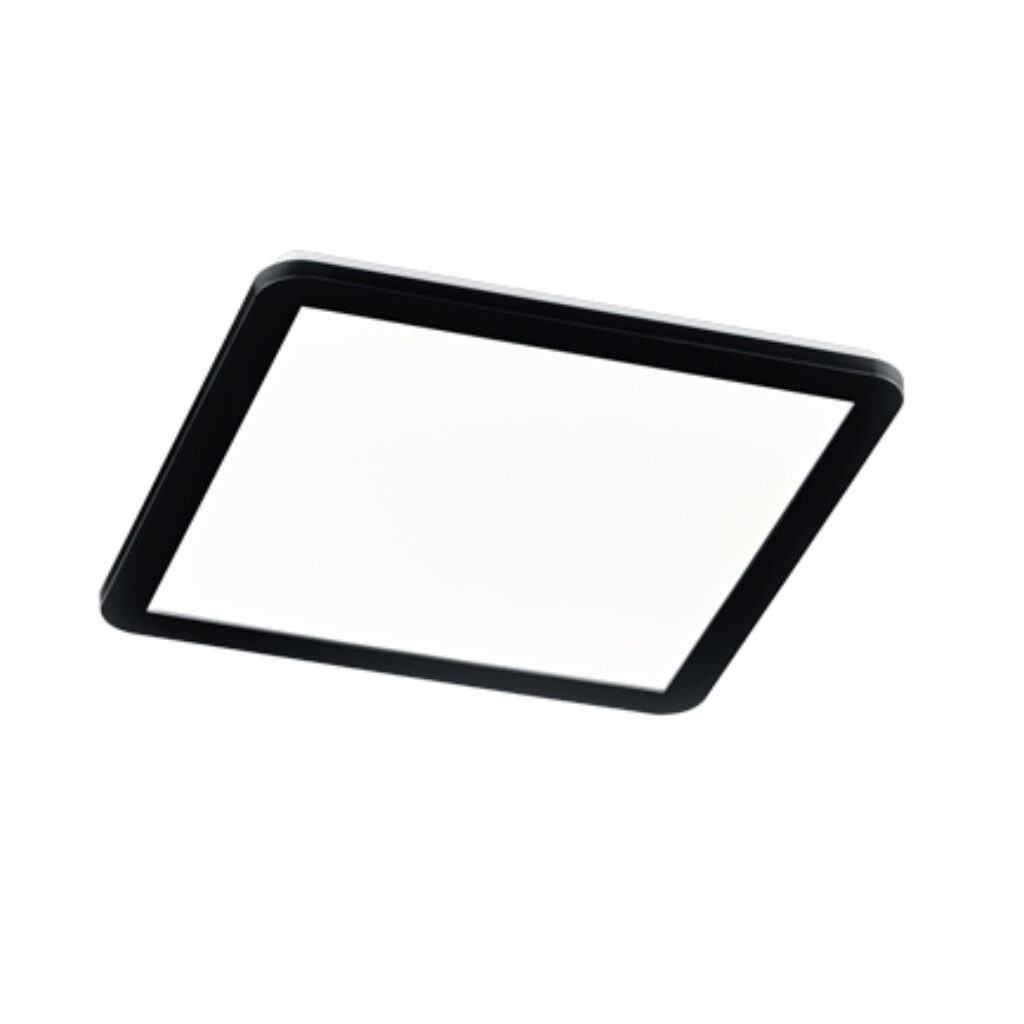 plafondlampen vierkant zwart 40 cm incl. LED 3 staps dimbaar IP44 Lope Kunststof Zwart Prachtig subtiele Lope. De zwarte afwerking geeft deze lamp een stoere