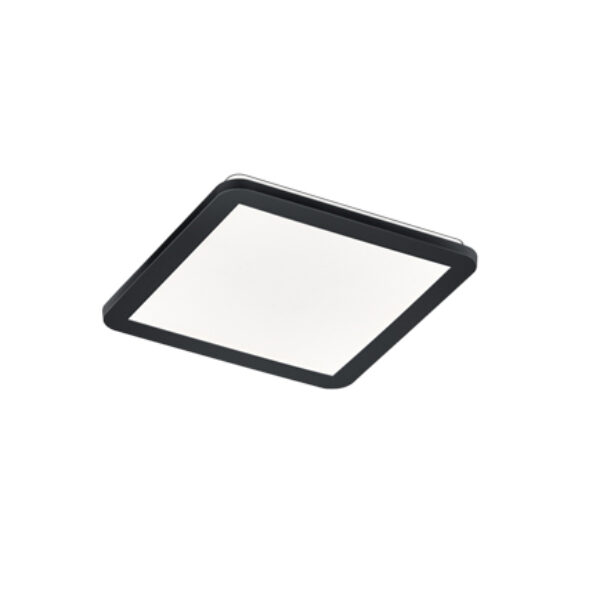 plafondlampen vierkant zwart 30 cm incl. LED 3 staps dimbaar IP44 Lope Kunststof Zwart Prachtig subtiele Lope. De zwarte afwerking geeft deze lamp een stoere