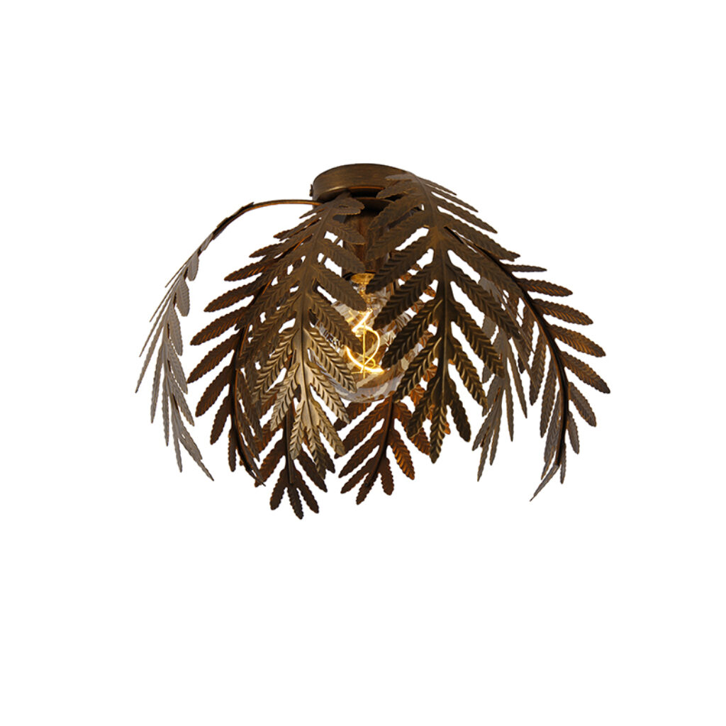 plafondlampen Vintage plafondlamp goud 8 bladen Botanica Staal Een mooie gouden eyecatcher Botanica. Hij heeft een diameter van 34 cm en hoogte 29 cm. Het