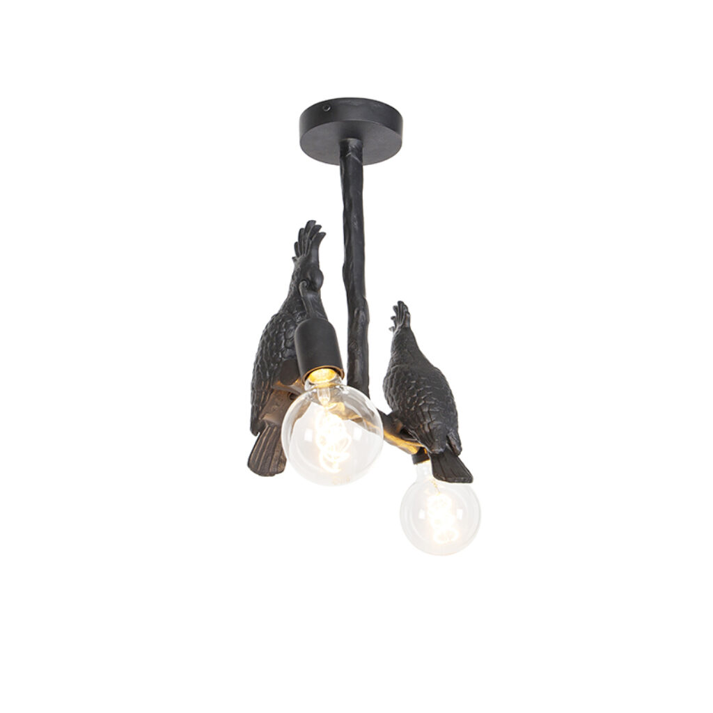 plafondlampen Vintage plafondlamp zwart Animal Papegoje Aluminium Zwart De lamp trekt onmiddellijk alle aandacht naar zich toe wanneer hij een plekje krijgt bij
