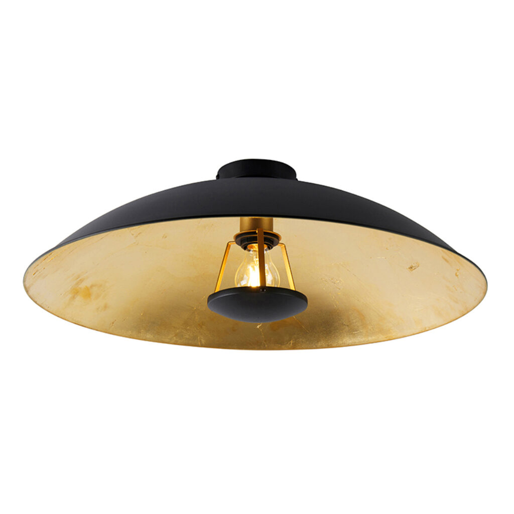 plafondlampen Vintage plafondlamp zwart met goud 60 cm Emilienne Staal Zwart Niet fan van direct licht waar je in kunt Dan is deze vintage een ware toevoeging