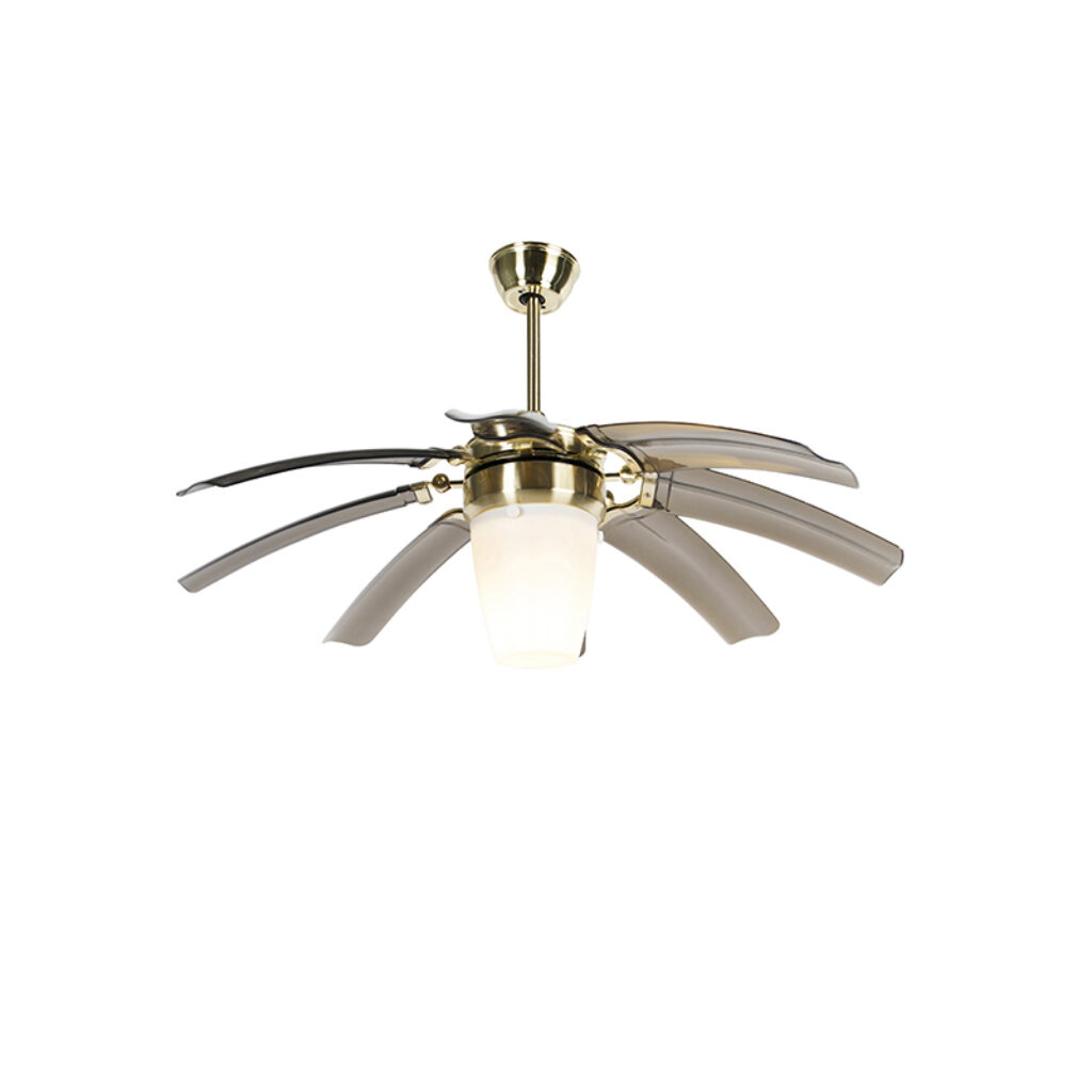 plafondventilator Design messing met afstandsbediening Wings 42 KunststofStaal Liever geen saaie aan je Ga dan voor deze plafondventilator. Het unieke design