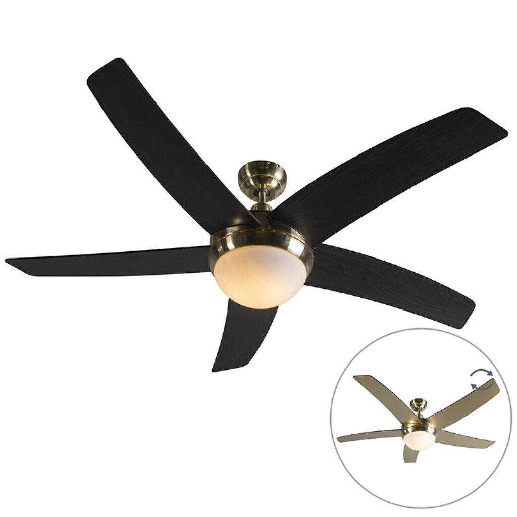 plafondventilator Plafondventilator goud met afstandsbediening Cool GlasHoutStaal Houd het hoofd koel deze prachtige ventilator Geniet van de frisse wind in je