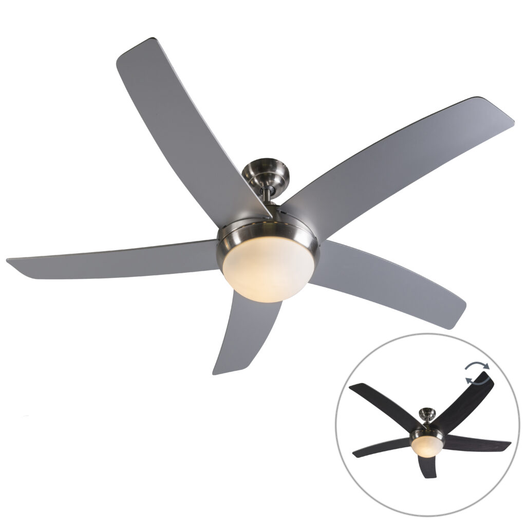 plafondventilator Plafondventilator staal met afstandsbediening Cool 52 GlasHoutStaal Staal Houd het hoofd koel deze prachtige ventilator Geniet van de frisse