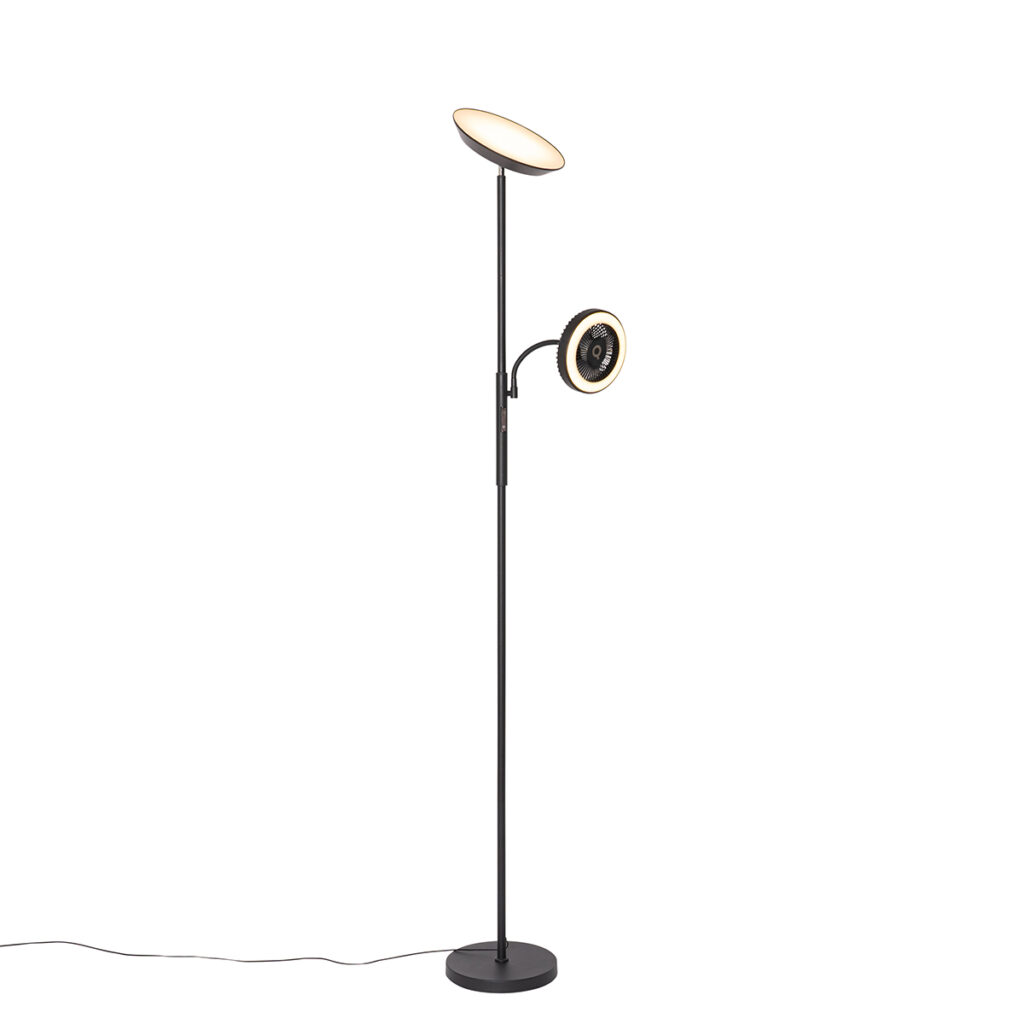 plafondventilator Vloerlamp met ventilator zwart incl. LED 2700K 4000K Dores StaalKunststof Zwart De multifunctionele is een echte Deze lamp heeft niet alleen