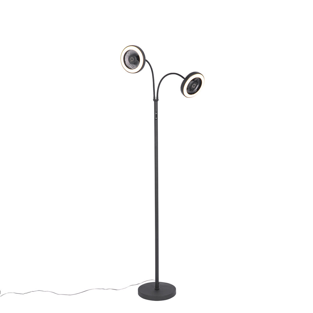 plafondventilator Vloerventilator zwart incl. LED dimbaar Dores StaalKunststof Zwart Wat een toffe vloerventilator is Deze multifunctionele lamp echte voor in