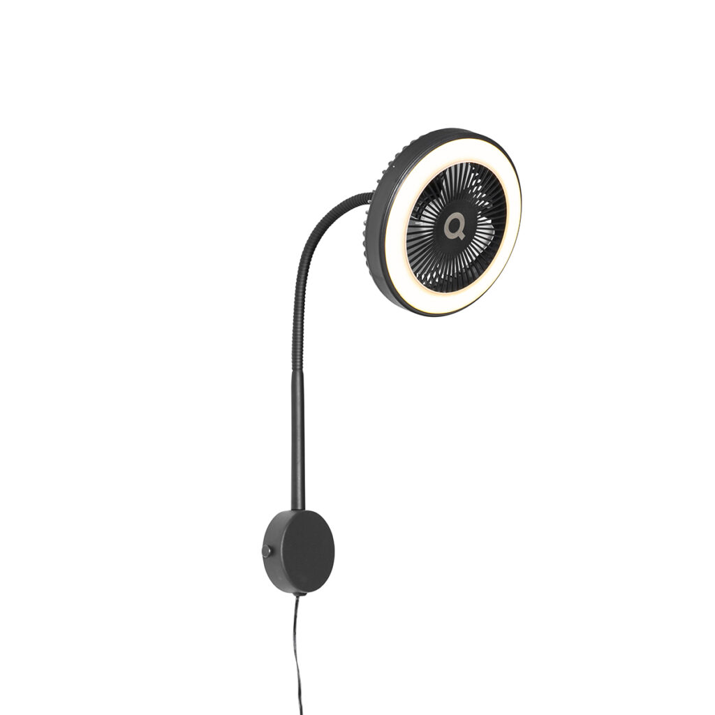 plafondventilator Wandventilator zwart incl. LED 2700K Dores StaalKunststof Zwart Haal luxe in huis met wandventilator De ring verlichting zorgt voor