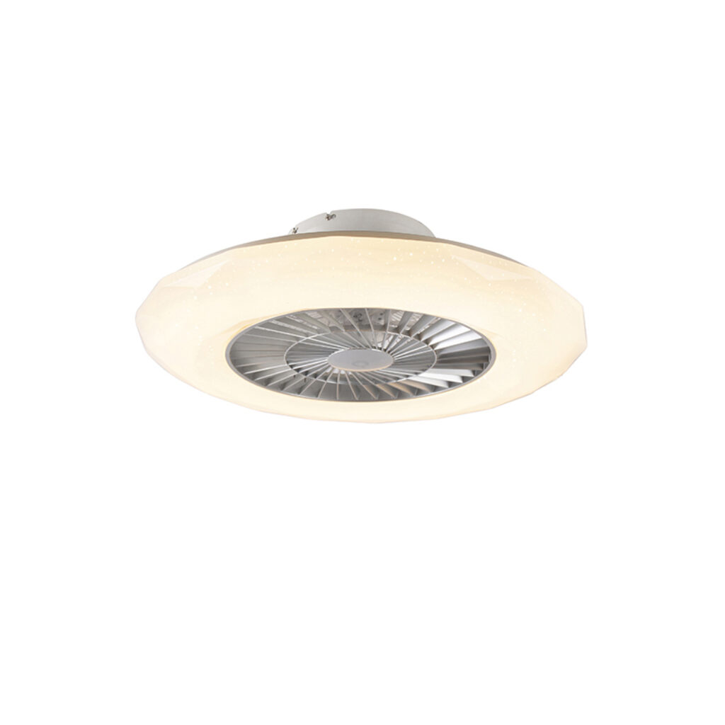 plafondventilator Plafondventilator zilver incl. LED met ster effect dimbaar Clima KunststofStaal Wit Deze design is super Hij zorgt niet alleen voor een fris