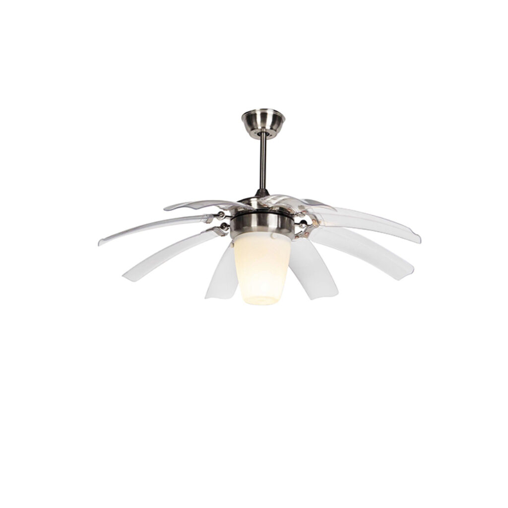plafondventilator Plafondventilator zilver met afstandsbediening Wings 42 staal GlasKunststofStaal Staal Ga voor verkoeling in huis Deze ventilator is gemaakt