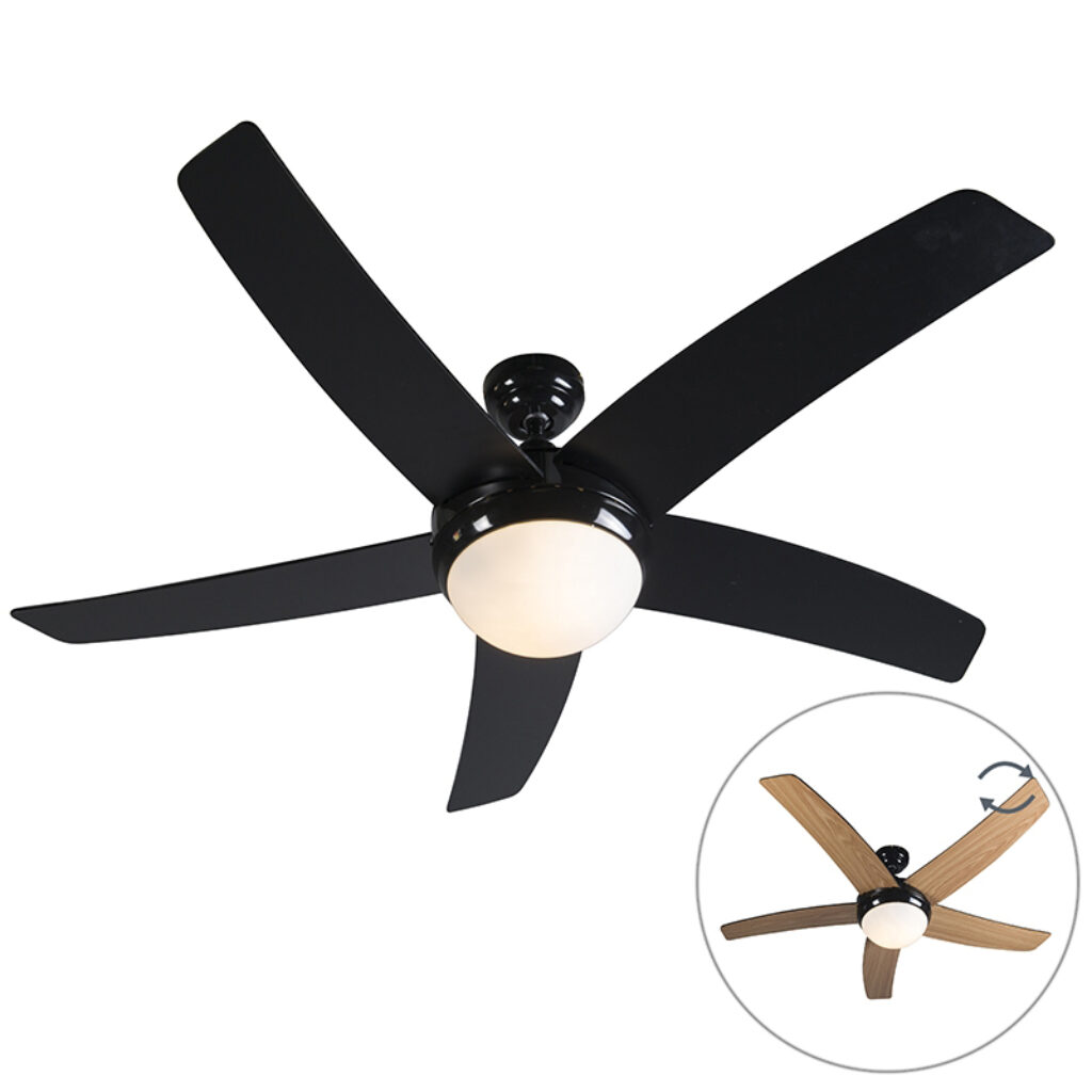 plafondventilator Plafondventilator zwart met afstandsbediening Cool 52 GlasHoutStaal Zwart Houd het hoofd koel deze prachtige ventilator Geniet van de frisse