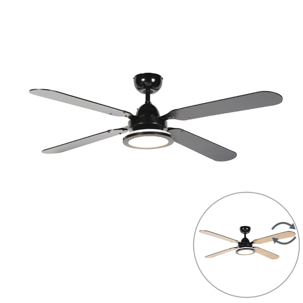 plafondventilator Plafondventilator zwart met afstandsbediening Fanattic StaalHout Zwart Houd het hoofd koel deze prachtige Geniet van de frisse wind in je