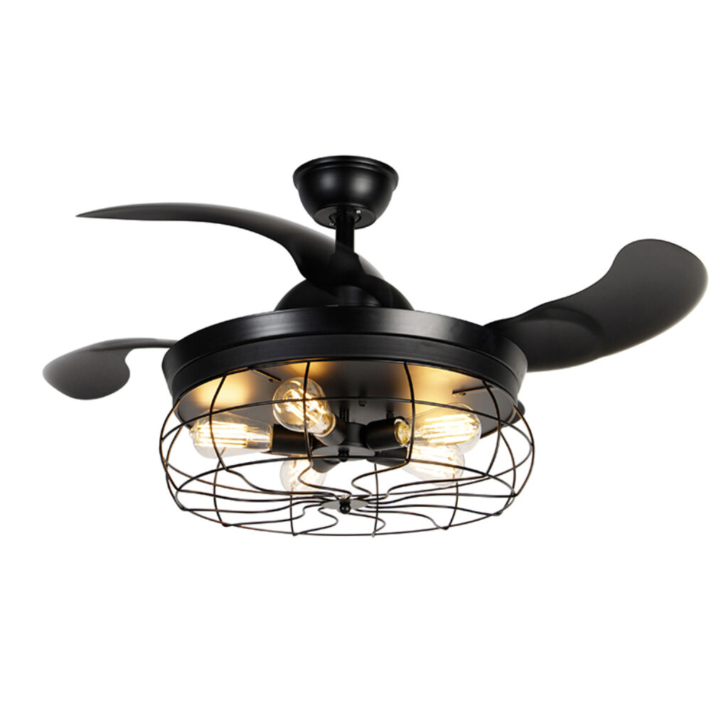 plafondventilator Plafondventilator zwart met afstandsbediening Gaiola StaalKunststof Zwart De perfecte combinatie van sfeerverlichting en een goede