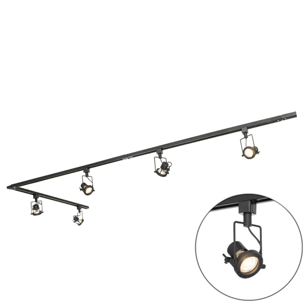 railsysteem Industrieel met 5 spots zwart Suplux AluminiumStaalKunststof Zwart Deze stoere passen super goed in een industrieel interieur. Of heb jij juist