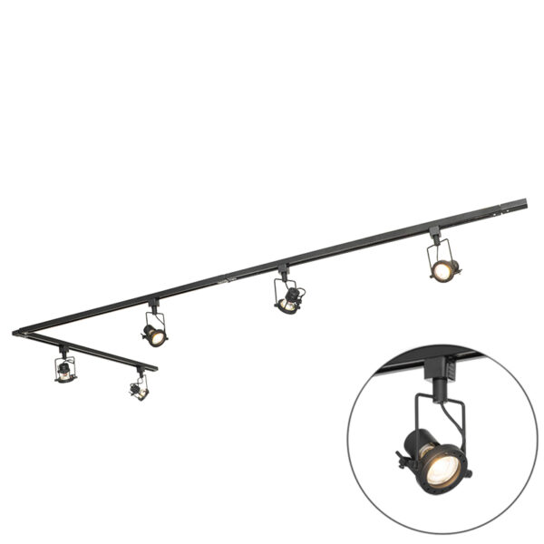 railsysteem Industrieel met 5 spots zwart Suplux AluminiumStaalKunststof Zwart Deze stoere passen super goed in een industrieel interieur. Of heb jij juist