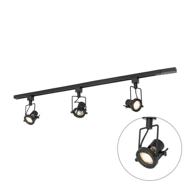 railsysteem Industrieel met 3 spots zwart Suplux AluminiumStaalKunststof Zwart Deze stoere passen super goed in een industrieel interieur. Of heb jij juist