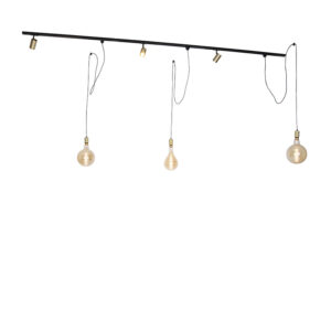 railsysteem Railsysteem met 3 spots en hanglamp goud Cavalux Jeana Aluminium Wat een tof is Zijn combinatie van railspots hanglampen maakt hem erg uniek. Het