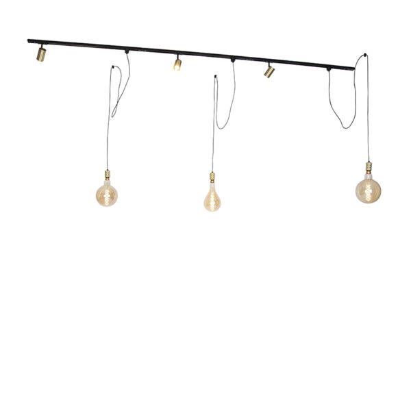 railsysteem Railsysteem met 3 spots en hanglamp goud Cavalux Jeana Aluminium Wat een tof is Zijn combinatie van railspots hanglampen maakt hem erg uniek. Het
