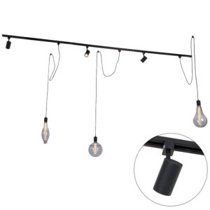 railsysteem Railsysteem met 3 spots en hanglampen zwart Cavalux Jeana AluminiumStaalKunststof Zwart Op zoek naar de perfecte verlichting zowel functioneel licht