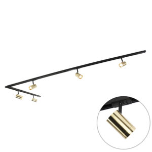 railsysteem Railsysteem met 5 spots zwart goud Jeana Aluminium Dit is een echte toevoeging in huis of op kantoor voor basisverlichting. Hij mooi afgewerkt