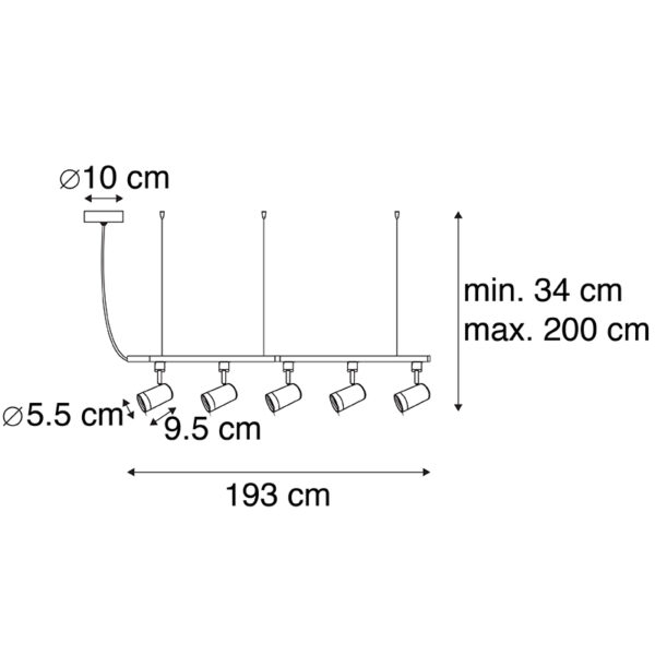 Modern hang railsysteem wit met 5 spots 1-fase - Jeana - Afbeelding 3