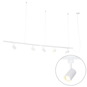 railsysteem Modern hang wit met 5 spots Jeana Staal Wit Het witte vijf is helemaal thuis in je moderne interieur. De rail 193 cm lang 200 hoog en 35 breed.