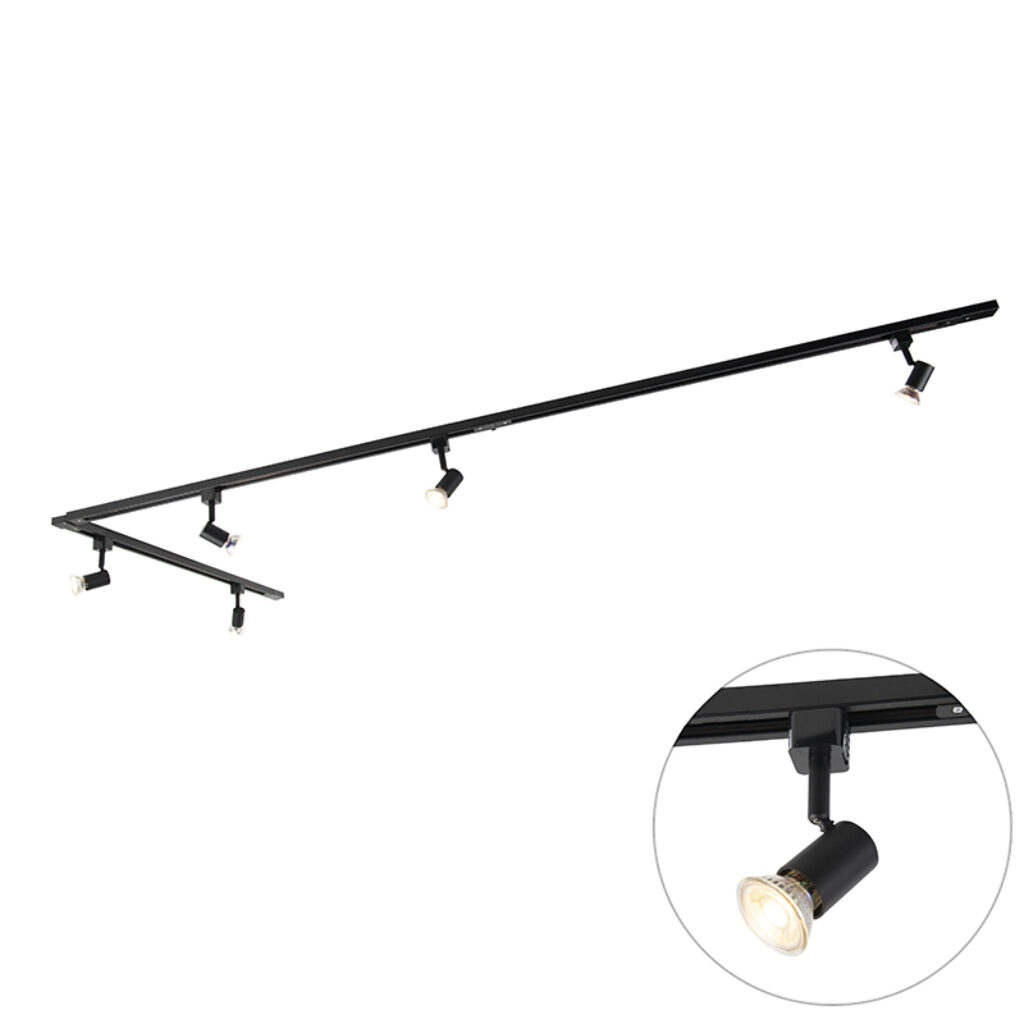 railsysteem Modern met 5 spots zwart Jeany AluminiumStaal Zwart is oplossing voor mooie verlichting in jouw interieur. Het een waardoor je zelf kan bepalen waar