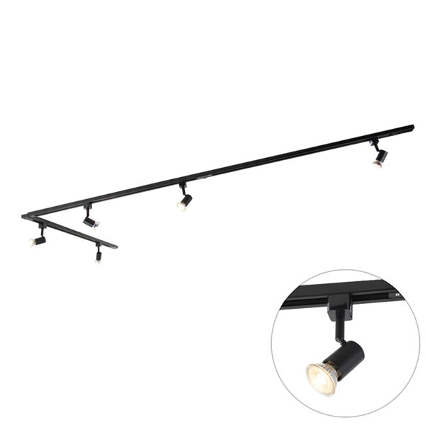 railsysteem Modern met 5 spots zwart Jeany AluminiumStaal Zwart is oplossing voor mooie verlichting in jouw interieur. Het een waardoor je zelf kan bepalen waar