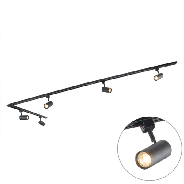 railsysteem Smart zwart 5 spots incl. Wifi GU10 Jeana Staal Zwart Dit met vijf moderne railspots is een mooie toevoeging aan je De lamp 286 cm lang en 12 hoog.