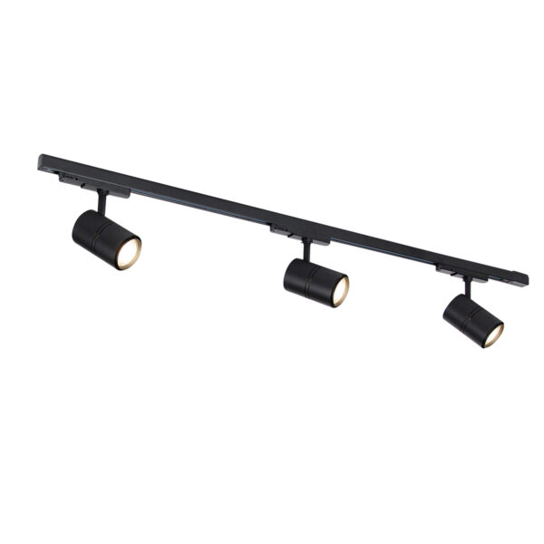 Railsysteem zwart incl. LED dimbaar 3-lichts 3-fase links - Ruler - Afbeelding 3