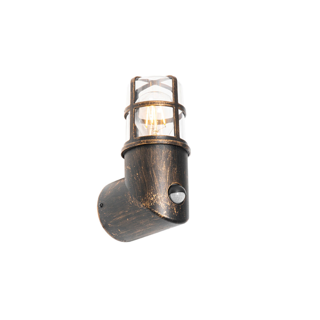 sensorlampen Buiten wandlamp antiek goud IP54 met bewegingssensor Kiki Kunststof Buitenwandlamp zorgt niet alleen voor veiligheid doordat er licht is maar