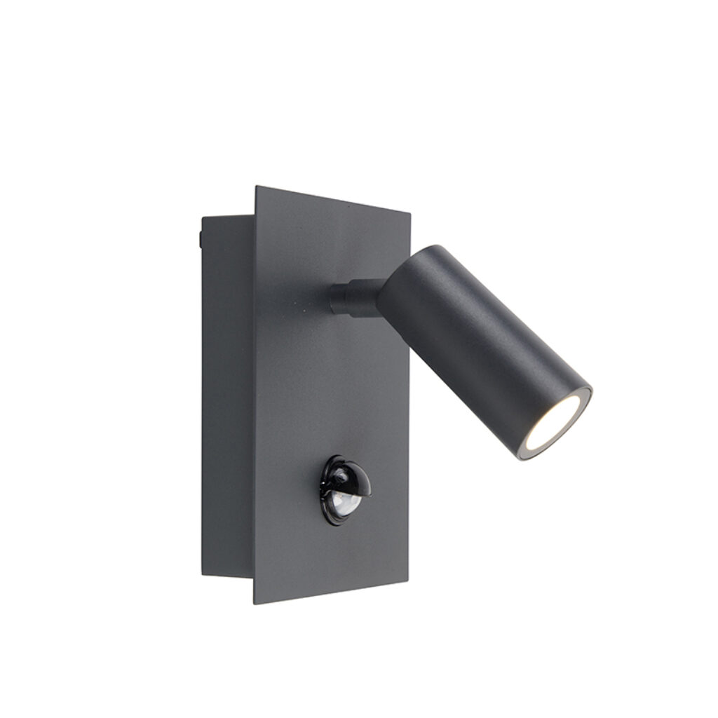 sensorlampen Buiten wandlamp grijs IP54 incl. LED bewegingssensor Simon Staal Donkergrijs zorgt voor een veilige tuin. Door zijn springt de lamp automatisch aan