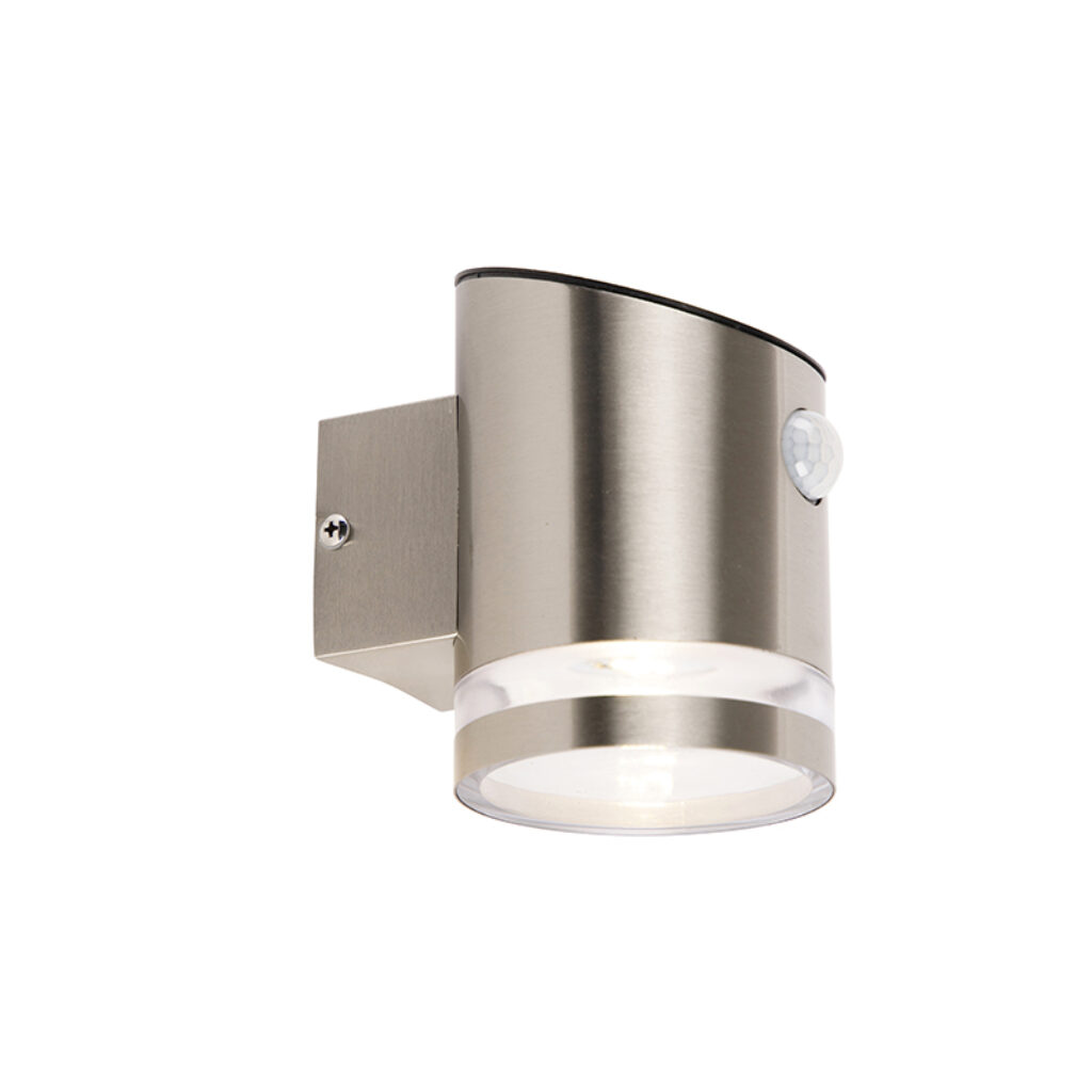 sensorlampen Buiten wandlamp grijs met bewegingssensor IP44 solar Salina Aluminium Staal is een moderne voor buiten. Zijn aluminium armatuur zorgt ervoor dat