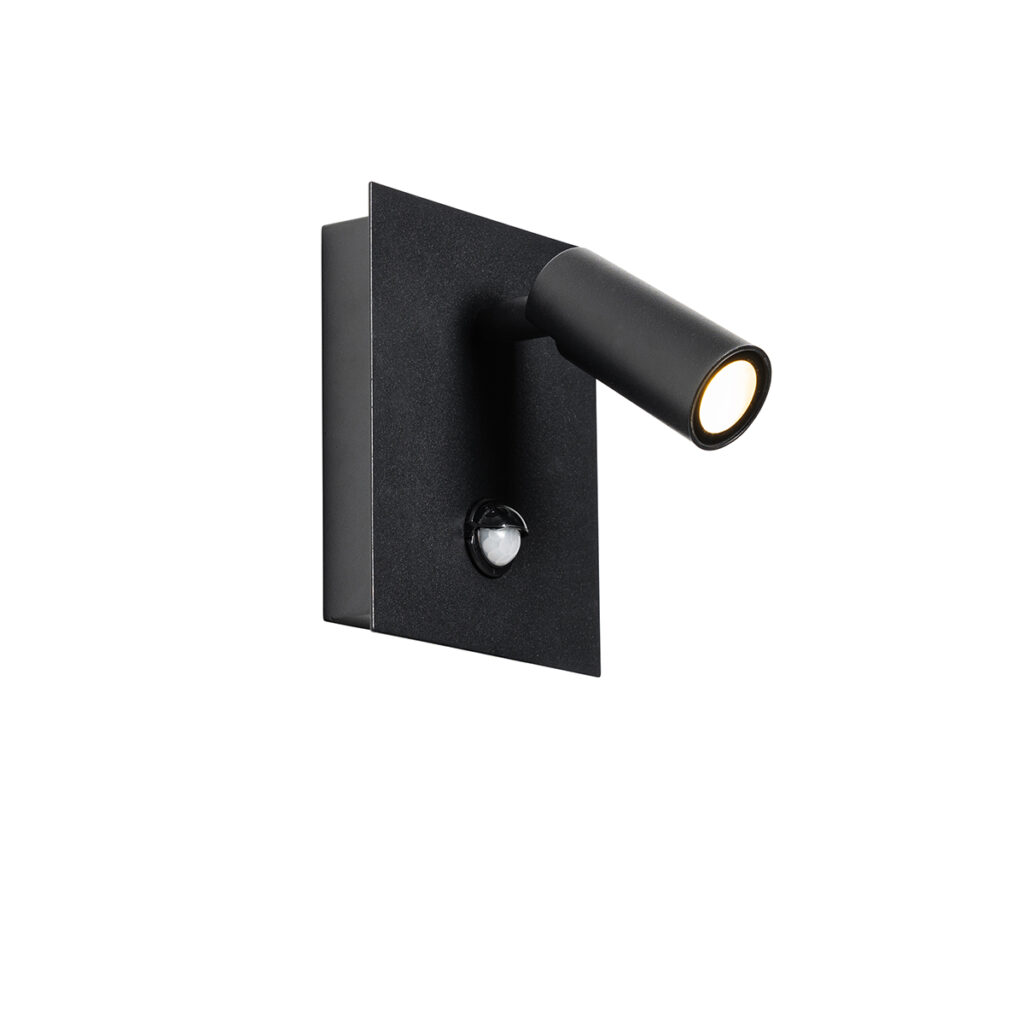 sensorlampen Buiten wandlamp zwart incl. LED IP54 bewegingssensor Simon Staal Zwart