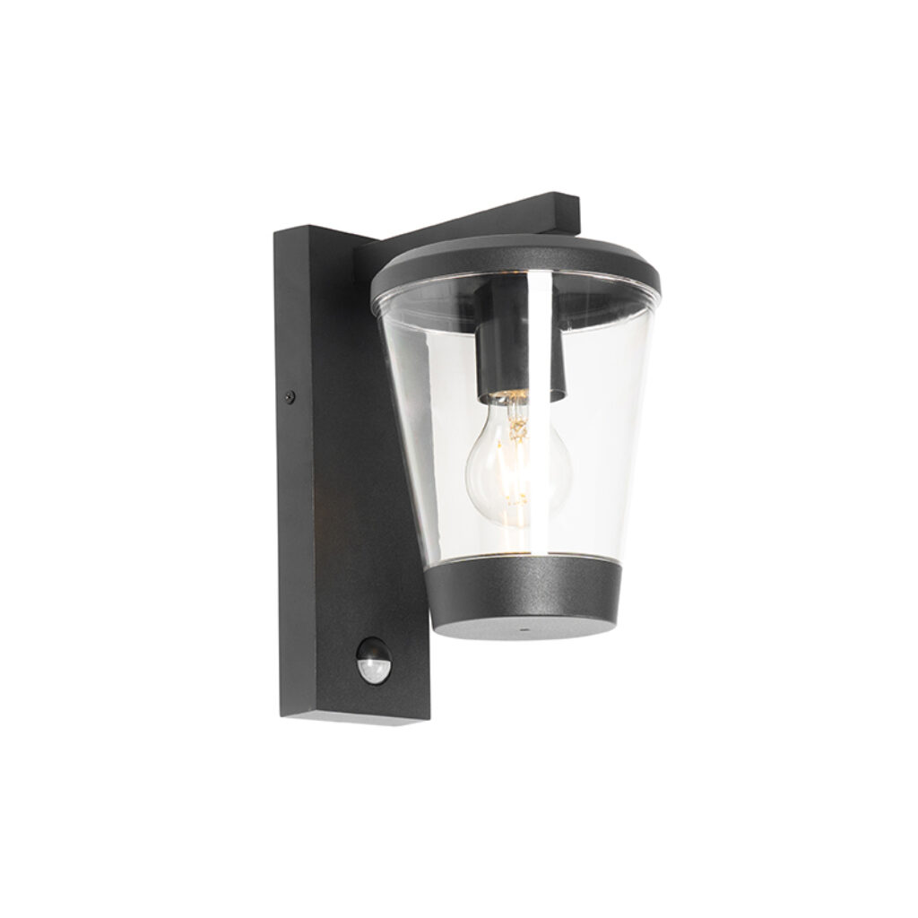sensorlampen Buiten wandlamp zwart IP44 met bewegingssensor Joren AluminiumKunststof Zwart Wandlamp heeft een modern design en is perfect voor in je tuin. Door
